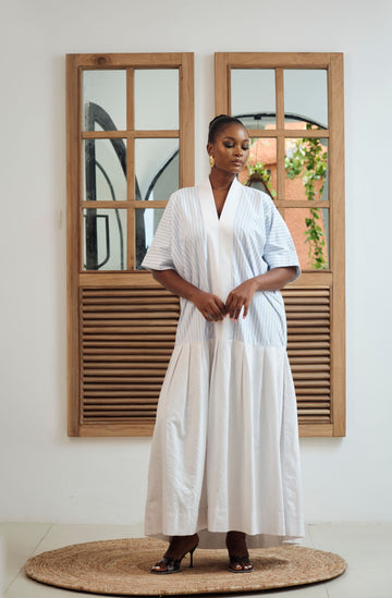 Republic of Ruru Dani Kaftan (Light Blue Stripe)